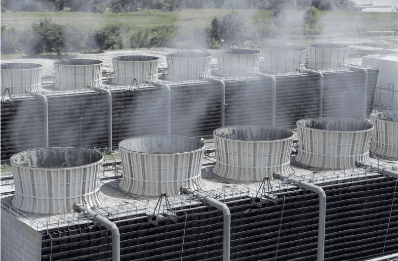 Cooling towers at a data center