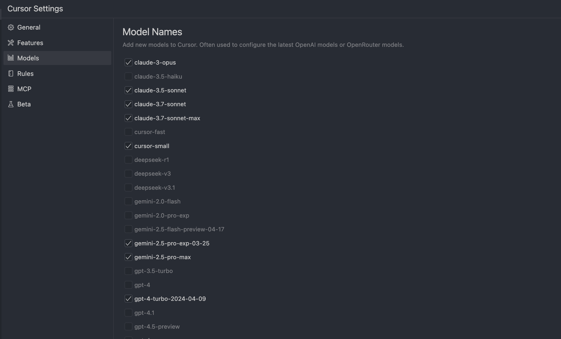 Cursor IDE výběr AI modelů